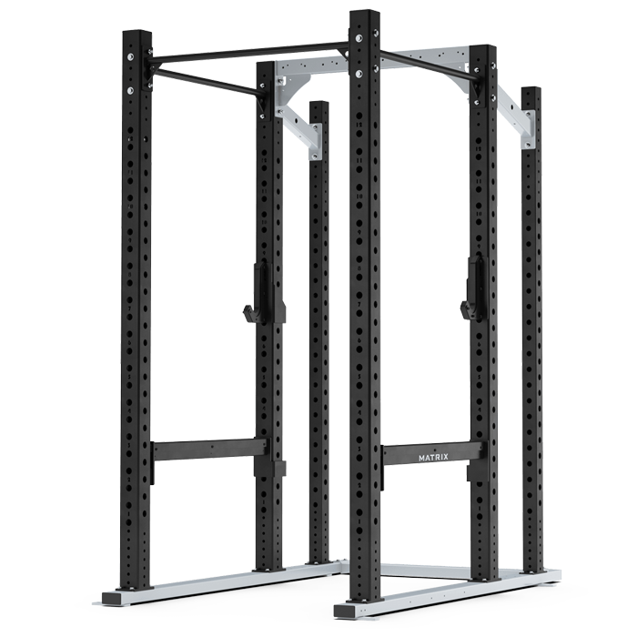 NYB POWER RACK WITH WHITE CHIN-UP BAR, RED J HOOKS AND RED SAFETY